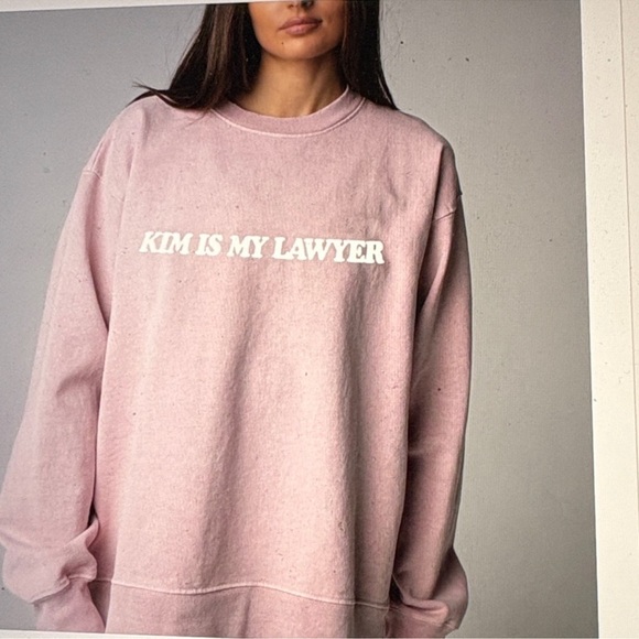 TALENTLESS Tops - TALENTLESS Pink "KIM IS MY LAWYER" Crewneck Sweatshirt